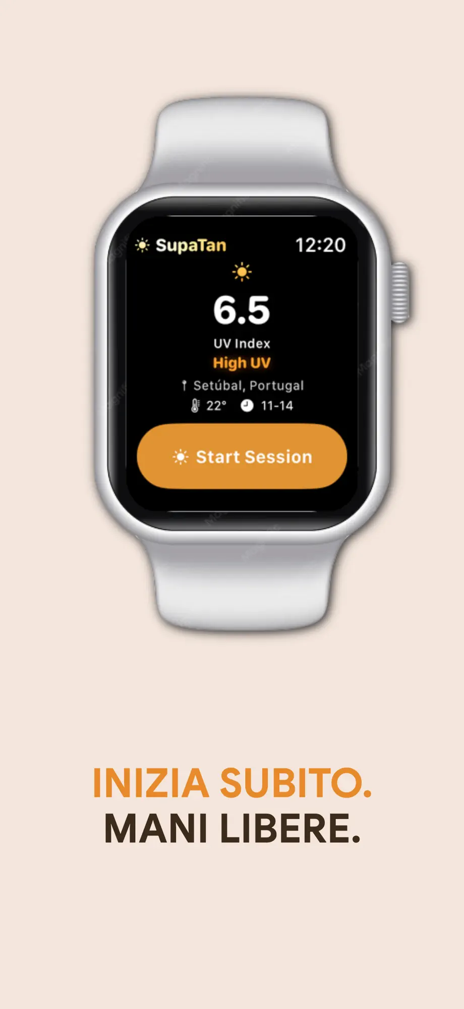 SuperBronzo su Apple Watch con indice UV in tempo reale