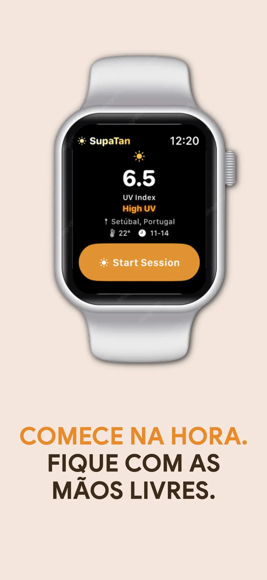 SuperBronze no Apple Watch com índice UV ao vivo